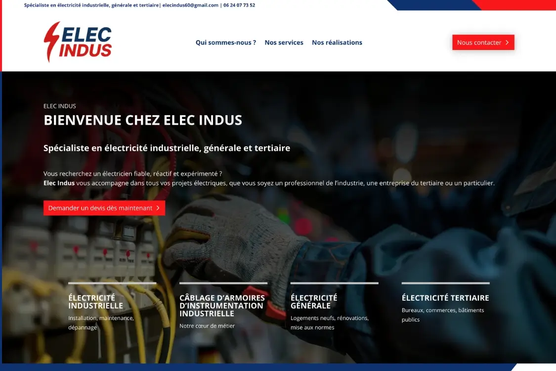 Création site web artisan electricien oise elec indus Création site web artisan electricien oise elec indus