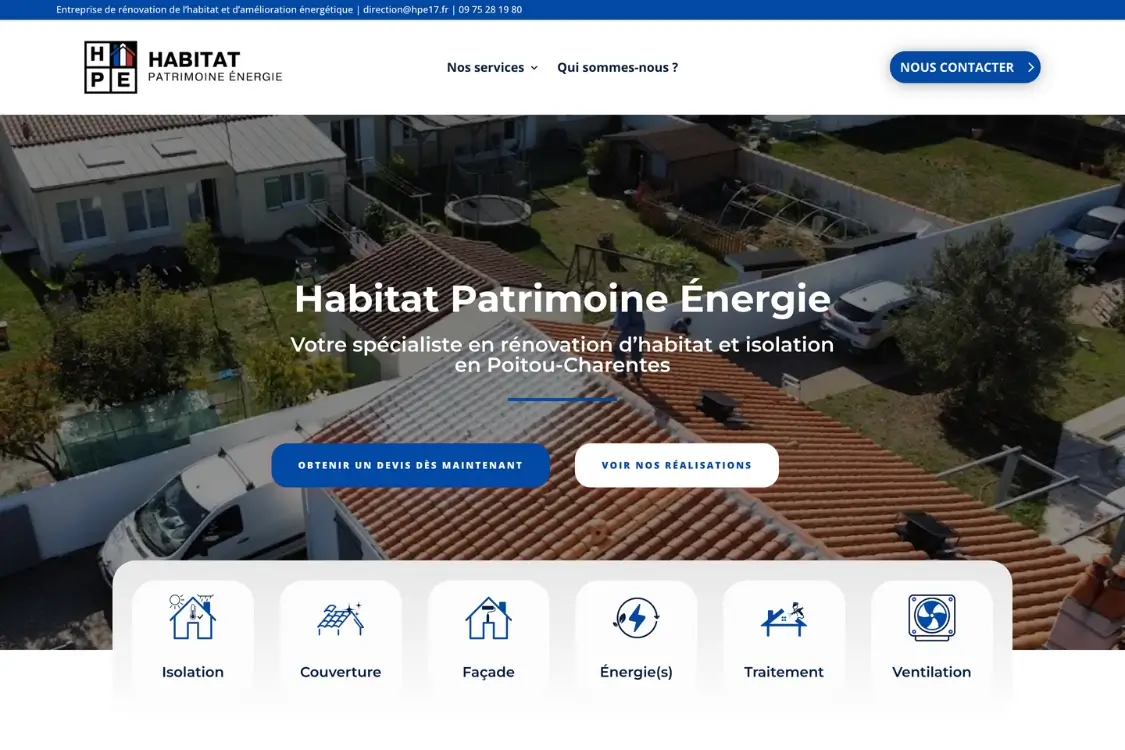 Création site vitrine BTP batiment entreprise de renovation la rochelle menuiserie couverture isolation habitat patrimoine energie Création site vitrine BTP batiment entreprise de renovation la rochelle menuiserie couverture isolation habitat patrimoine energie