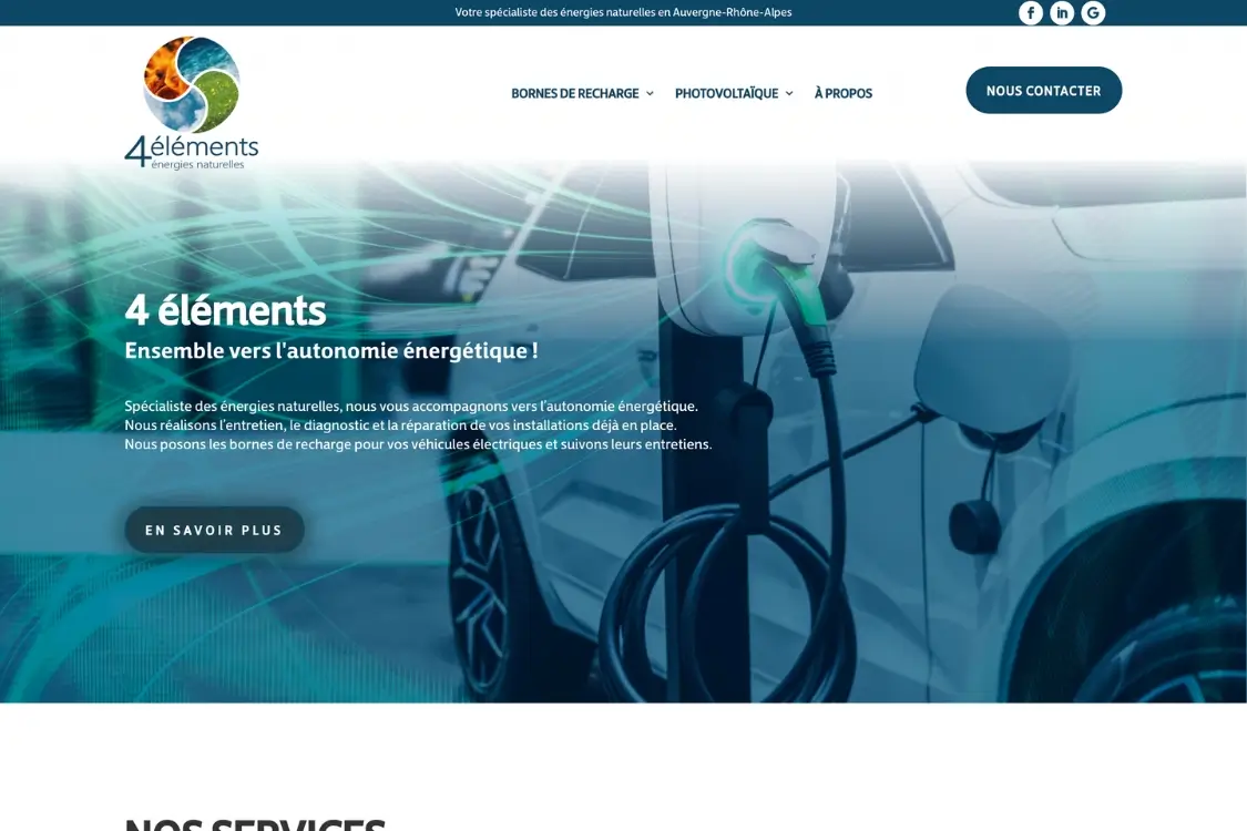 Site vitrine photovoltaique btp prestation de service quatre elements energies naturelles Site vitrine photovoltaique btp prestation de service quatre elements energies naturelles